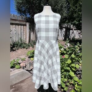 Talbots Black and White Patterned Midi Dress